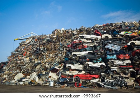 A lot of used cars in the junkyard