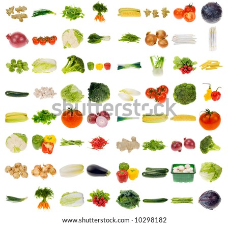 Huge Vegetable Collection Isolated On A White Background, All Pieces 