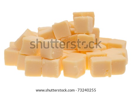 blocks of cheese isolated on a white background