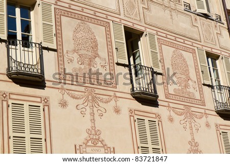 Beautifully painted house facade in Italy near Como city
