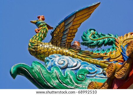 stock photo chinese phoenix roof ornament