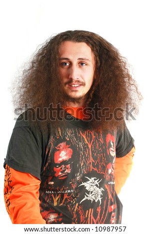 long curly hair man