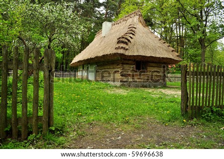Traditional thatched cottage in Western Poland