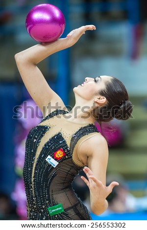 MOSCOW - Feb 20: Yulia Sinitsina performs at Alina Kabaeva Champions Cup on Rhythmic Gymnastics , in Moscow on February 20, 2015