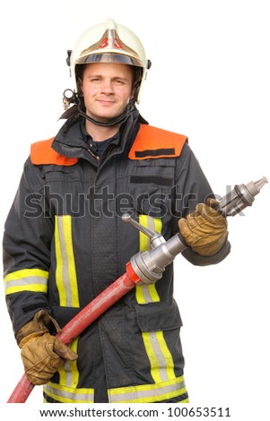 Picture From A Young And Successful Firefighter At Work Stock Photo ...