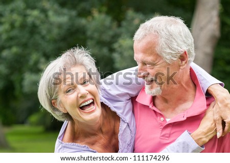 Happy and smiling senior couple in love