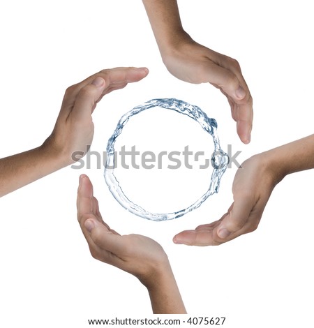4 Hands Protecting A Ring Of Water. Picture Was Made In A Studio ... 4 Hands Protecting A Ring Of Water. Picture Was Made In A Studio ...