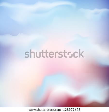 vector background of the sky with pink clouds