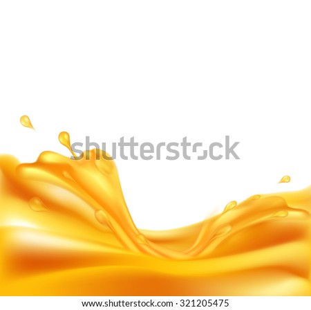 Juicy Vector Background With Splashes Of Orange Juice On A White