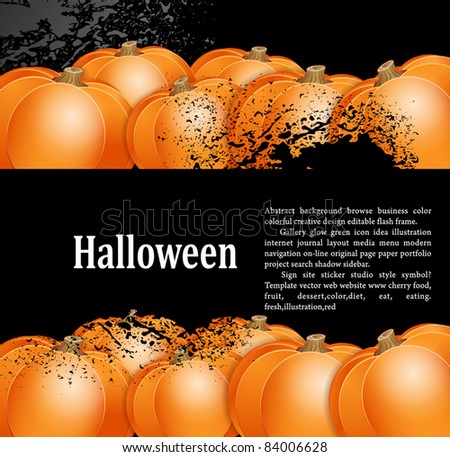 vector, grunge background for holiday Halloween with pumpkins