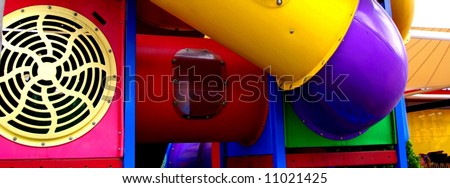 Abstract photograph featuring childrens play equipment at a fast food restaurant (Adelaide, Australia).