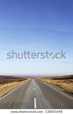 Road to Cragg Vale across Soyland Moor, Calderdale, West Yorkshire, England. Marks the end of a seven mile climb for cyclists from Calder Valley and is part of the route for the 2014 Tour de France