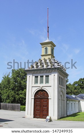 HAMILTON, ONTARIO - JULY 2013: The dovecote of Dundurn Castle, Hamilton, 20 July, 2013. The castle built in 1835 is a National Historic Site of Canada from 2013 and a premier visitor attraction.