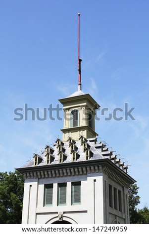 HAMILTON, ONTARIO - JULY 2013: The dovecote of Dundurn Castle, Hamilton, 20 July, 2013. The castle built in 1835 is a National Historic Site of Canada from 2013 and a premier visitor attraction.