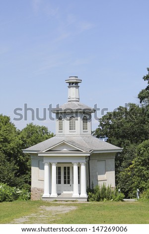 HAMILTON, ONTARIO - JULY 20: The chapel of Dundurn Castle, Hamilton, 20 July, 2013. The castle built in 1835 is a National Historic Site of Canada from 2013 and a premier visitor attraction.