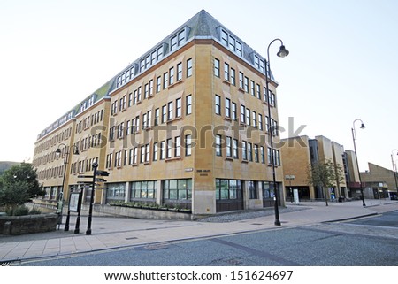 HALIFAX, UK - AUGUST 2013: Halifax council wants to sell its administrative headquarters and a neighbouring library in a bid to attract more shops to the town, 23 August, 2013.