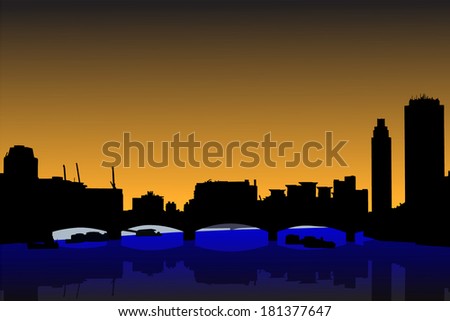 London skyline over Lambeth Bridge, UK
