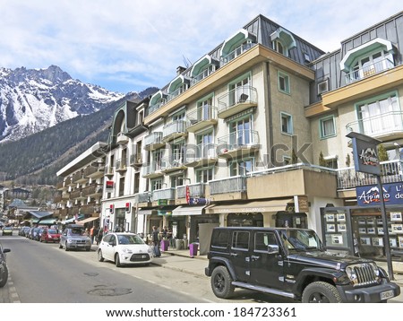 CHAMONIX, FRANCE - MARCH 2014: Bar / Restaurant, Chamonix, France, 19 March 2014. Chamonix is one of the oldest ski resorts in France and the 