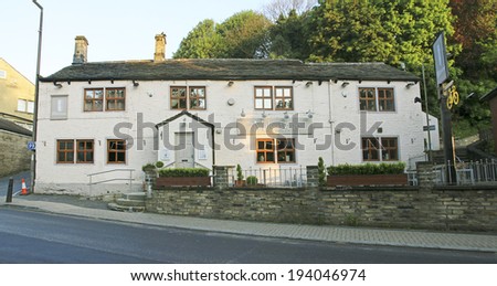 RIPPONDEN, UK - MAY 19: Public House, Ripponden, West Yorkshire, England, UK, 19 May 2014. Ripponden is a village that the Grand Depart (Tour de France) will pass through on the 6th July 2014.