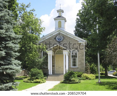 ANCASTER, ONTARIO - JULY 31, 2014: Church. Ancaster is a picturesque and historic community located on the Niagara Escapement, within the greater area of the city of Hamilton, Ontario, Canada.