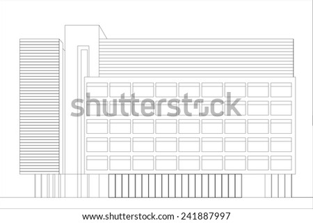 MANCHESTER, UK - JANUARY 2, 2015: Line illustration of a office building on Mosley Street, Manchester, which is the location of several Grade II  listed buildings