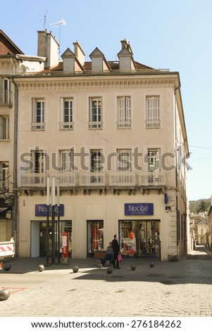 GAP, HAUTES-ALPES, FRANCE - APRIL 13, 2015: Commercial building. Gap is a commune in south-eastern France, the capital and largest settlement of the Hautes-Alpes department.
