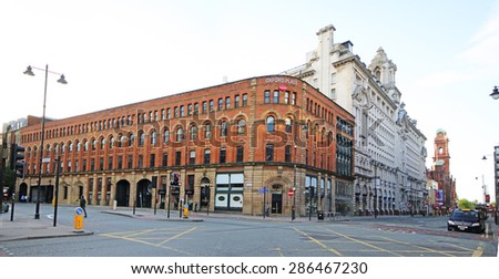 MANCHESTER, UK - JUNE 6, 2015: Oxford Street, Manchester. Manchester City Council hopes that Home will boost the economy by attracting other businesses to this part of the city centre.