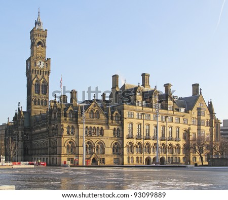 Clock Tower and West side, Bradford Town Hall