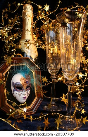 Holiday card with Venetian mask