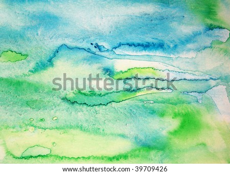 Abstract watercolor background with colorful different layers on paper texture