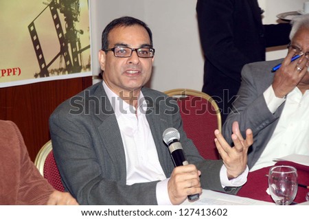 KARACHI, PAKISTAN - FEB 07: PPF chairman, Owais Ali Aslam addresses during Round Table Discussion for T.V Professionals on Media Coverage on Conflicts on February 07, 2013 in Karachi.