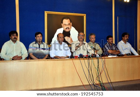 KARACHI, PAKISTAN - MAY 13: MQM Rabita Committee are holding a press  conference as they demanded the government to issue National Identity Card for Overseas Pakistanis on May 13, 2014 in Karachi.