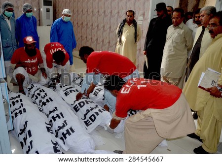 QUETTA, PAKISTAN - JUN 05: Dead bodies found in Kalat are being kept at Morgue of Civil Hospital on June 05, 2015 in Quetta. Nine unidentified dead bodies found in Kalat,