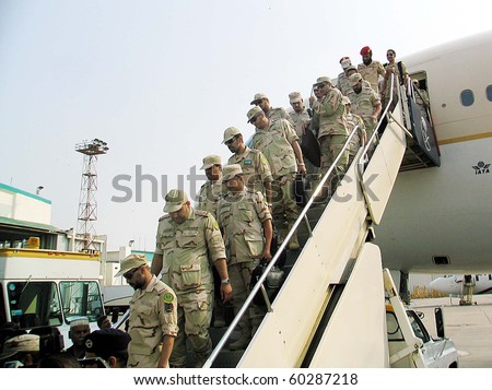 KARACHI, PAKISTAN, SEPT 02: Saudi Arabian health care officials and paramedical staff arrive at Karachi Airport for relief activities in flood-hit areas Sept 2, 2010 in Karachi.