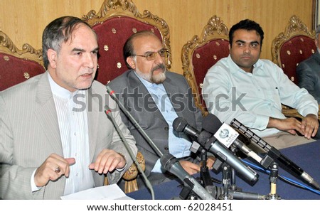 ISLAMABAD, PAKISTAN-SEPT 29: Iran Ambassador, Mashallah Shakeri addresses press conference at Islamabad press club on Wednesday, September 29, 2010. (Adil Gill/PPI Images).