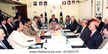 KARACHI, PAKISTAN, OCT 04: President, Asif Ali Zardari presides over a high level meeting to discuss the \