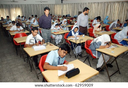 KARACHI, PAKISTAN - OCT 12: Students participate in\