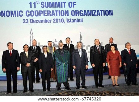 ISTANBUL, TURKEY - DEC 23: Group photo of President, Asif Ali Zardari, with heads of State/Government of ECO Countries on the Eve of Eleventh ECO Summit on December 23, 2010 in Istanbul.