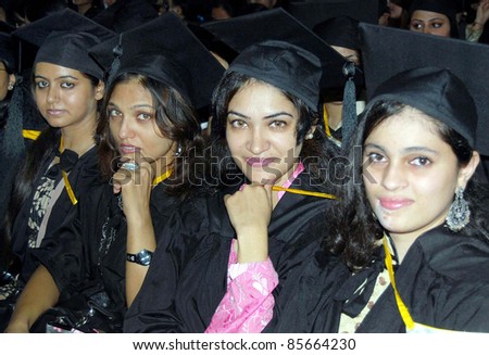 LAHORE, PAKISTAN - SEPT 29: Students are present during the Annual Convocation Day ceremony of Government College for Women Choona Mandi held on September 29, 2011in Lahore.