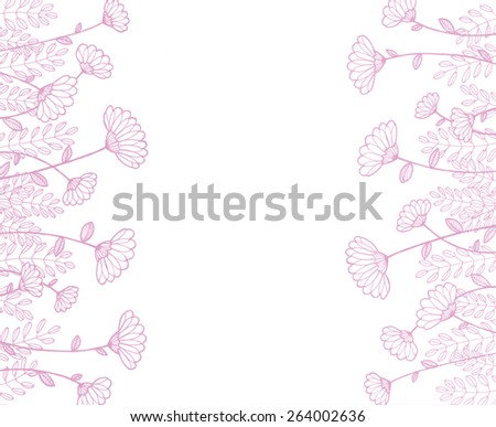 faint cute hand drawn pink flower border for Easter or spring graphic art designs