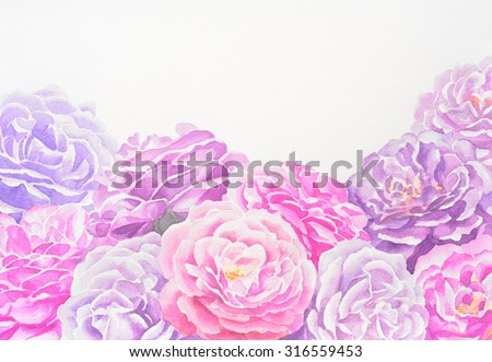 watercolor roses, pink and purple hues, beautiful hand painted romantic roses in soft pastel colors for valentines day or wedding invitations, cottage charm style brochures, Victorian vintage layouts