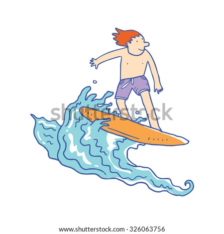 Cartoon Surfer Boy Stock Vector Illustration 326063756 : Shutterstock