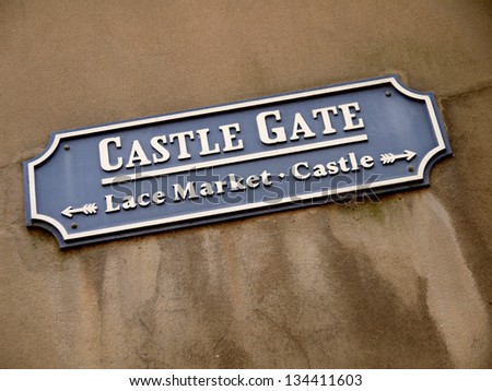 Vintage street sign for Castle Gate, Nottingham