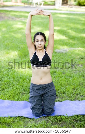 Latin woman yoga exercise routine