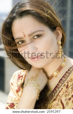 Young Pakistani woman in traditional style of clothing. Model Released