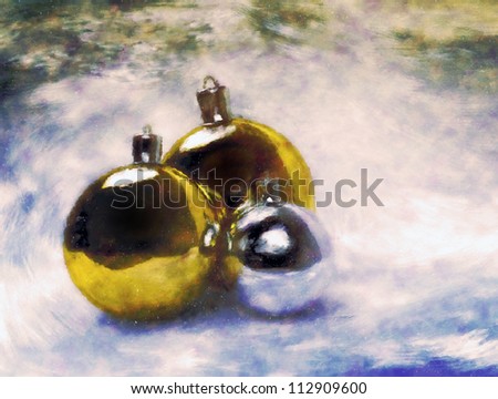Christmas balls. Artistic stylized vintage painting.