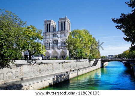 Notre Dame Cathedral, Paris, France. View from Seine river