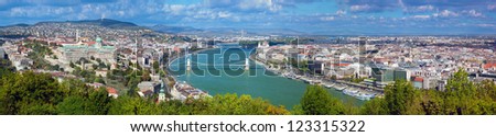 Budapest, Hungary panorama, Danube river. View from Gellert Hill