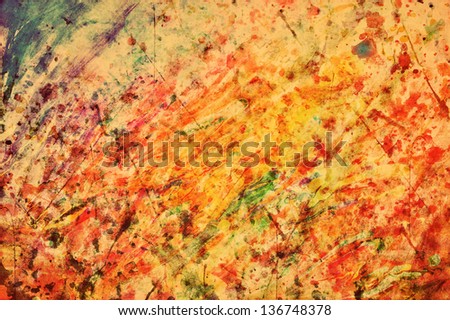 Colorful abstract vintage painting. Natural mixture of colors flow background