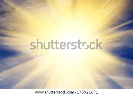 Explosion Of Light Towards Heaven, Sun. Concepts Of Religion, God, Providence.